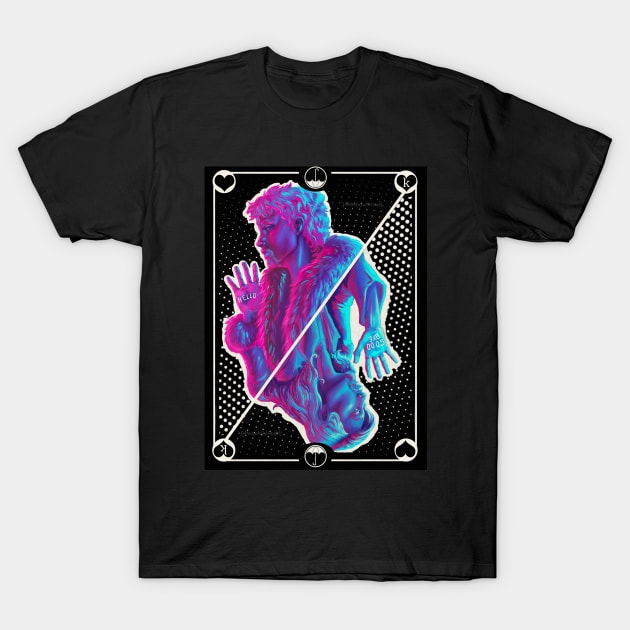 Neon Klaus - Hello Goodbye Playing card T-Shirt by HannahPalmerArt